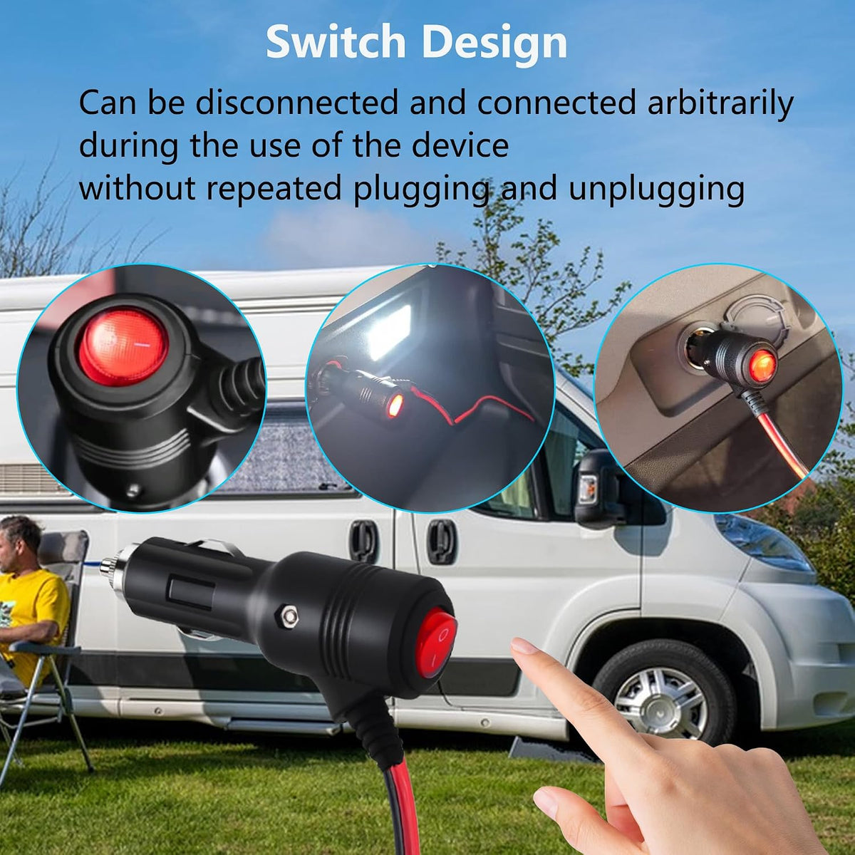 1 Bis 3 KFZ Auto Zigarettenanzünder Stecker Mit Schalter, 12V/24V 3 Wege Zigarettenanzünder Adapter Y Kabel,Dual-Zigarettenanzünder-Splitter Mit 15A Sicherung Für Reifenpumpe (1 to 3)