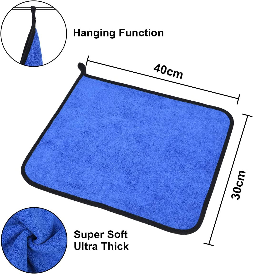 URAQT Microfasertücher Auto, 6 PCS 500GSM Mikrofasertüch Multifunktionales Motorrad Fusselfreie Handtuch,Reinigungstuch Microfasertuch Für Auto Haushalt Küche Fenster - 30X40Cm