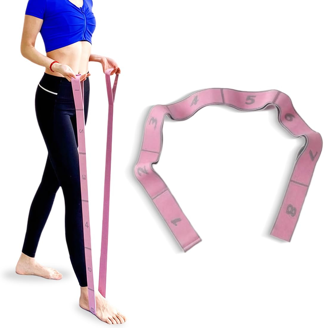 Yoga Stretching Strap Mit 9 Schleifen, Stretchband, Gurt, Stretchriem, Fitness Stretchband, Hochelastischer Gymnastikband Für Pilates, Tanz, Gymnastik