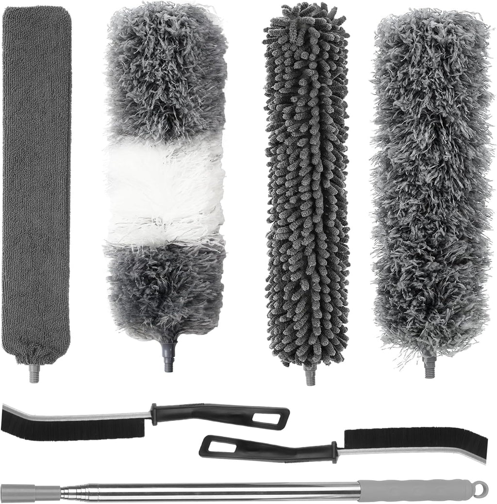 7 Stück Duster, Staubwischer Teleskop Stange Und Biegbar Eckbesen, Duster Mikrofaser Lang Ausziehbar Bis 250Cm, Für Reinigung Unter Deckenventilator Spinnweben Sofa
