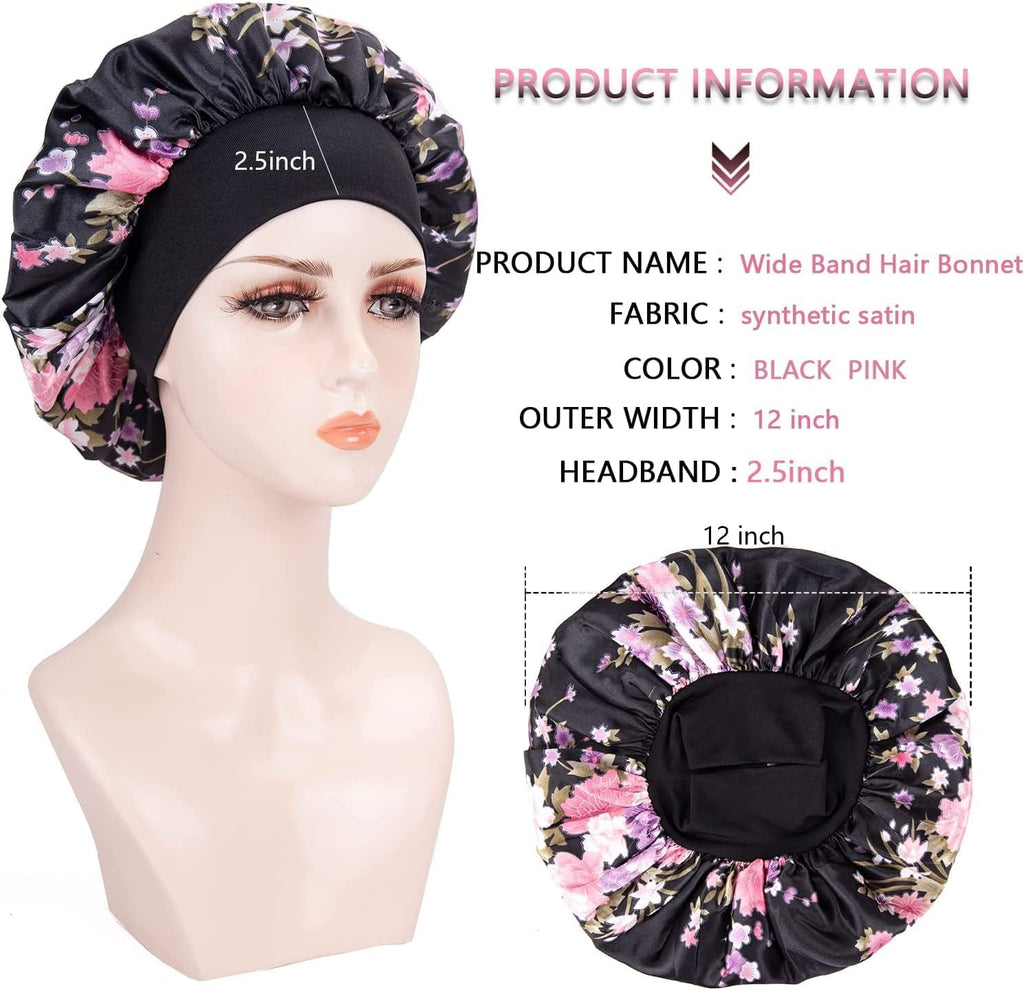 3 Pcs Soft Satin Bonnet, Silk Bonnet Hair Wrap for Sleeping, Sleeping Hair Care Cap Bonnets, Night Sleeping Head Cover Sleeping Hat for Women and Girls Curly Hair