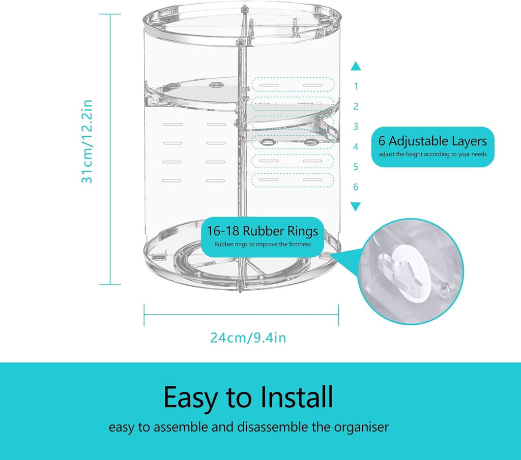 Make-Up Organizer 360° Drehbarer Transparentes Kosmetik Organizer Rotierender Beauty-Make up Aufbewahrungskosmetikbox Für Kommode Schlafzimmer Badezimmer(Clear)