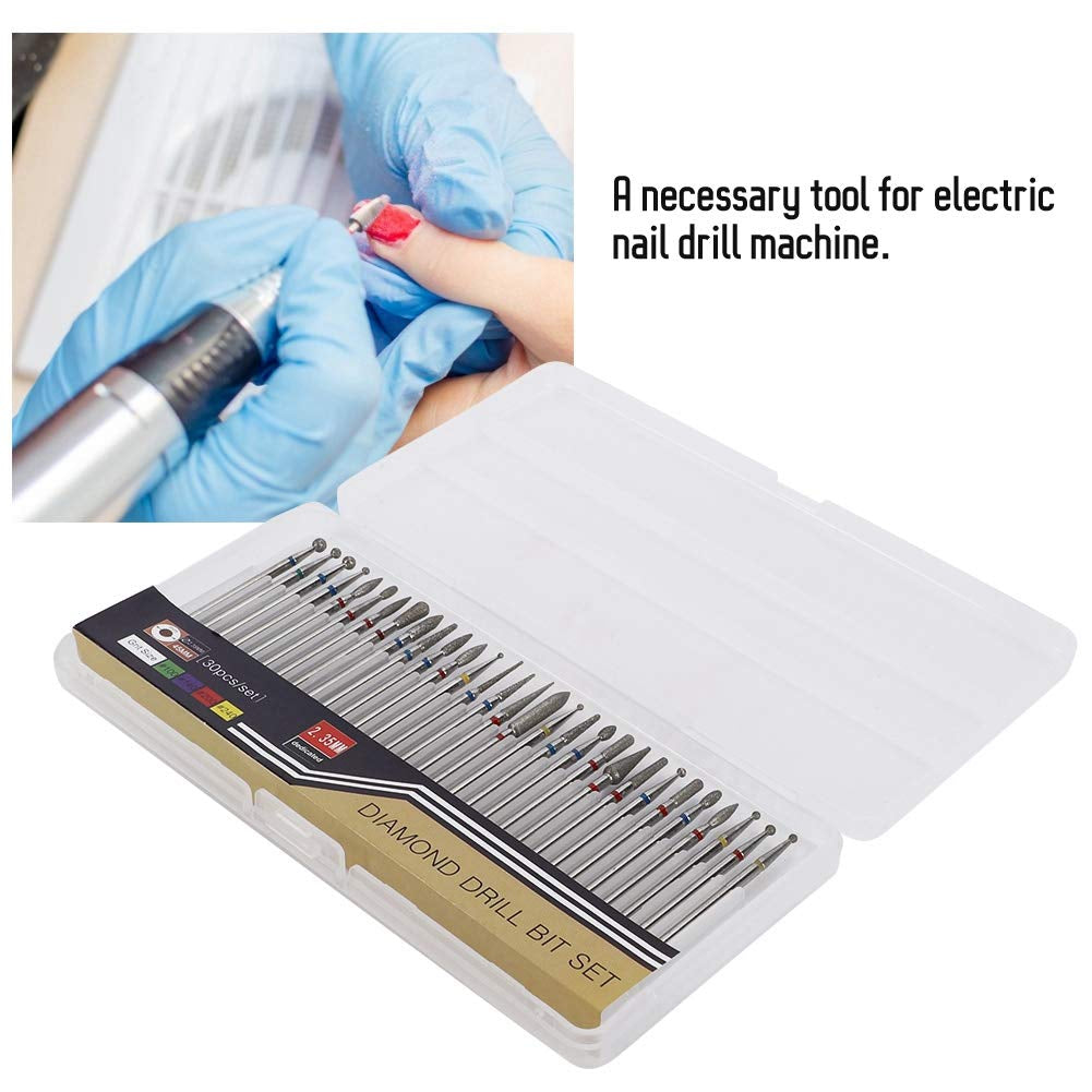 30Pcs/Set Nagelbohrkopf Diamantschleifkopf Nail Art Drill Polish Head Kit Nagelbohrmaschine Zubehör Für Nail Art