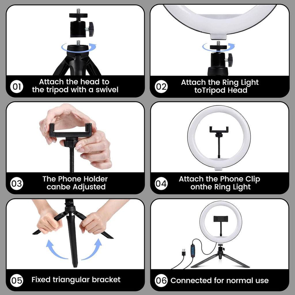 10" Ring Light Avec Trépied, Anneau Lumineux Professionnel Avec Télécommande Wireless,3 Modes De Lumière & 10 Niveaux De Luminosité, Lumière Téléphone Selfie Pour Tiktok/Youtube/Diffusion En Direc