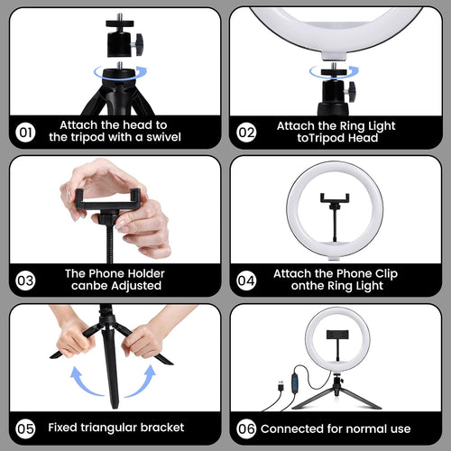 10" Ring Light Avec Trépied, Anneau Lumineux Professionnel Avec Télécommande Wireless,3 Modes De Lumière & 10 Niveaux De Luminosité, Lumière Téléphone Selfie Pour Tiktok/Youtube/Diffusion En Direc