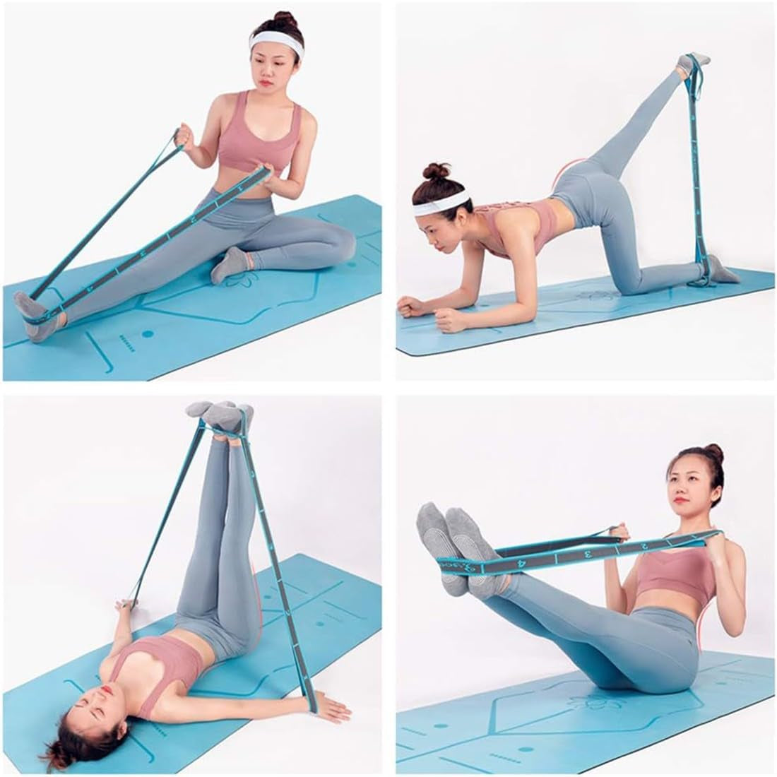 Yoga Stretching Strap Mit 9 Schleifen, Stretchband, Gurt, Stretchriem, Fitness Stretchband, Hochelastischer Gymnastikband Für Pilates, Tanz, Gymnastik