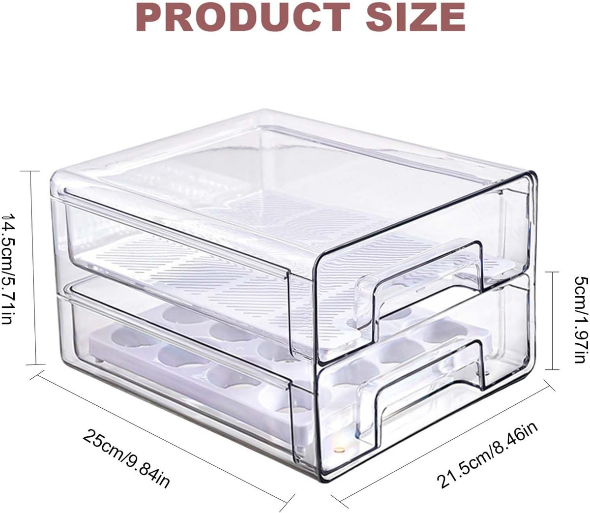 Kühlschrank Organizer Schublade,Doppelschichtig Durchsichtig, 1Pcs | Stapelbar & Wiederverwendbar, Speisekammer Für Wurst, Küche, Gefrierschrank Und Vorratsschrank Organizer