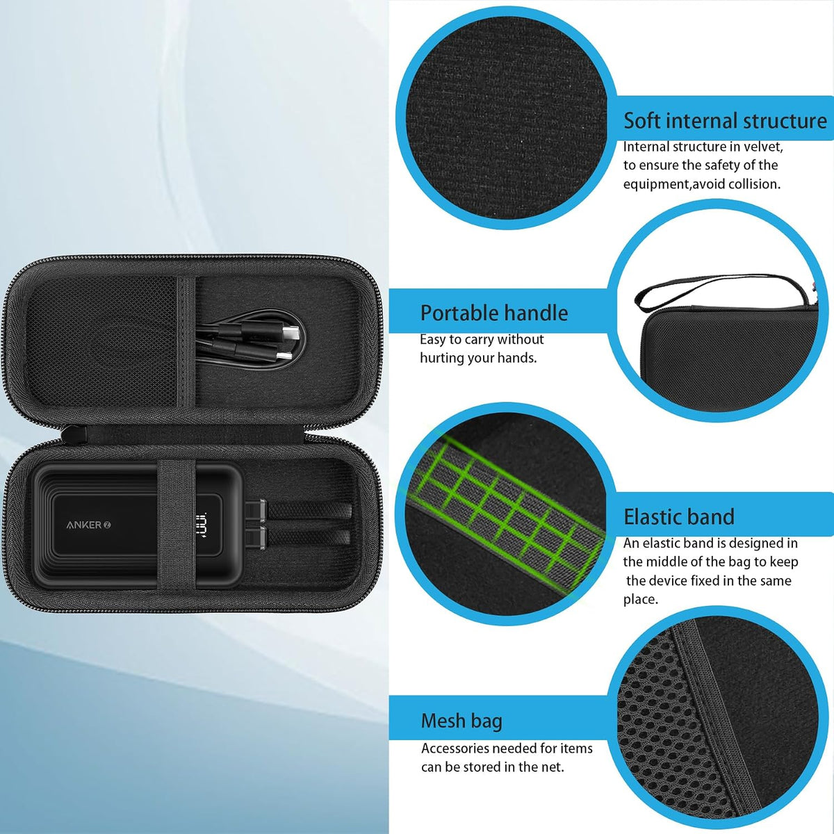Khanka Hartschalenetui Für Anker Zolo 10.000Mah 30W Power Bank | Für Anker Zolo 10.000Mah 30W Power Bank;Hartschalenetui Zur Aufbewahrung,Nur Etui